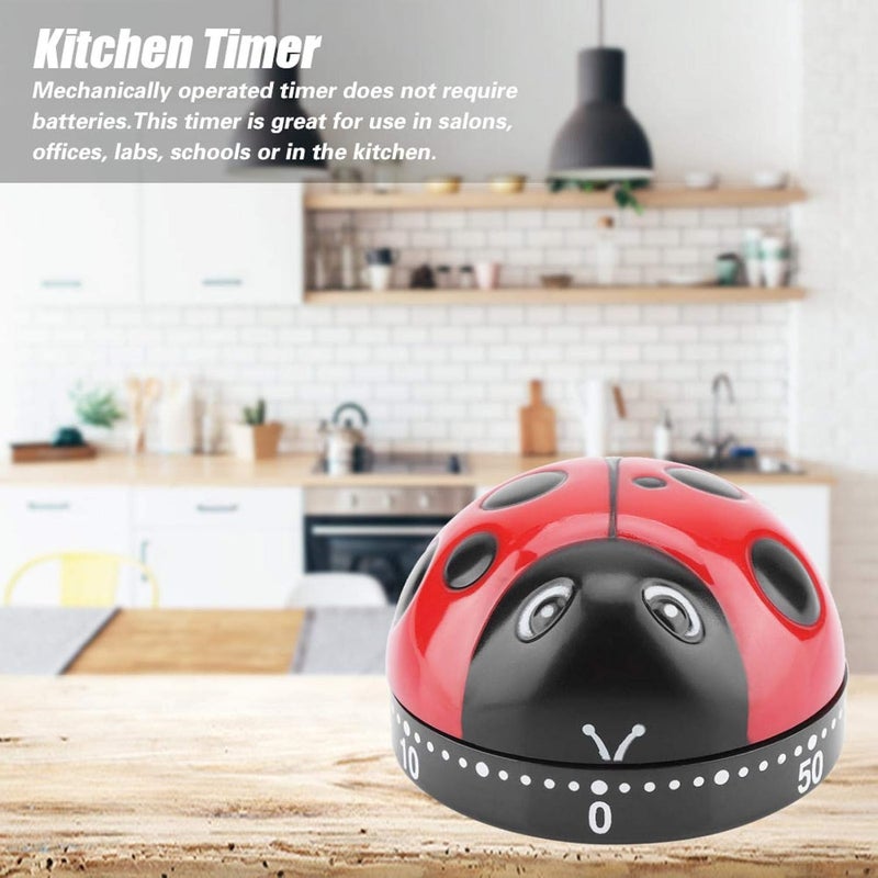 woobles Ladybug Timer, Ladybug Machinery Timers for Women Man 60 Minutes Mechanical Kitchen Cooking Timer for Teaching,Learning, Baking Kids Classroom Alarm - Image 2